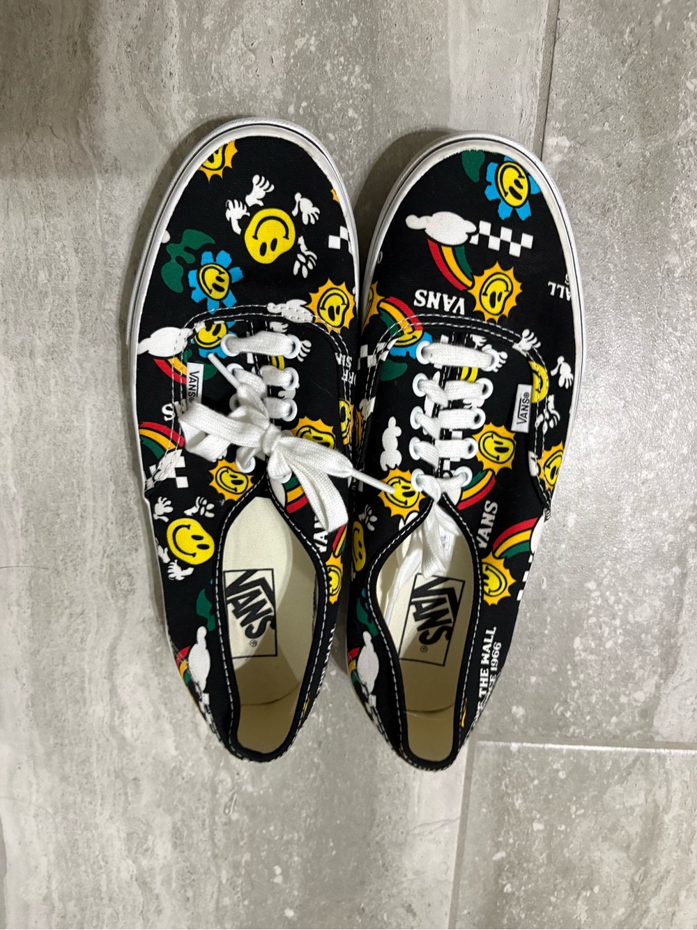 Vans Smiley Rainbow Print Canvas Sneakers - Black